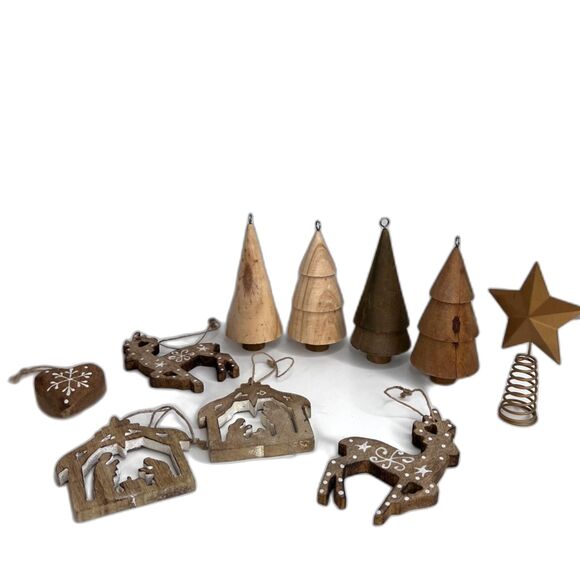 Unknown Other - Christmas Holiday Ornaments Wooden Variety Nativity Reindeer Trees Heart Star